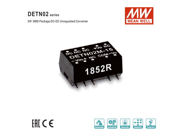 Захранващ DC DC SMD модул за вграждане MeanWell DETN02N 05 Захранване Ком